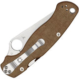 Spyderco Para Military 2 Comp Lock EDC Knife CPM CruWear Satin Blade Brown Canvas Micarta - Edge Retention by Spyderco