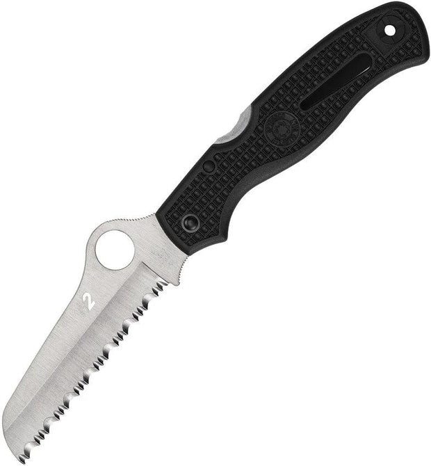 Spyderco Atlantic Salt Lockback Knife With Serrated H2 Steel Blade And Black FRN Handle For Saltwater EDC by Spyderco