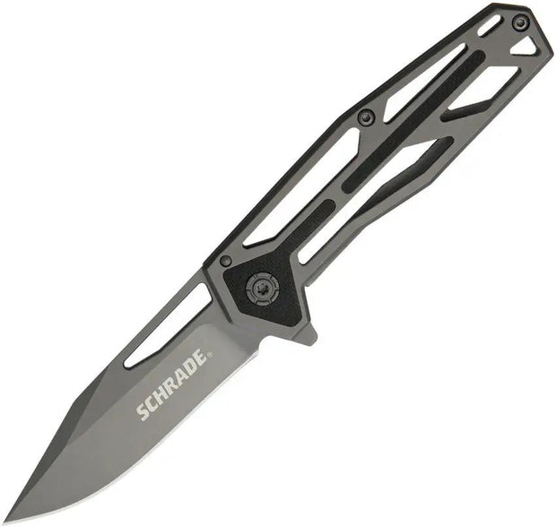 Schrade Framelock Knife Titanium Coated Drop Point Blade Gray Titanium Handle For EDC Enthusiasts - Everyday Carry by Schrade