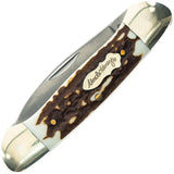 Schrade Uncle Henry Large Canoe Staglon Knife - Satin Finish 7Cr17MoV Blades For Collectors by Schrade