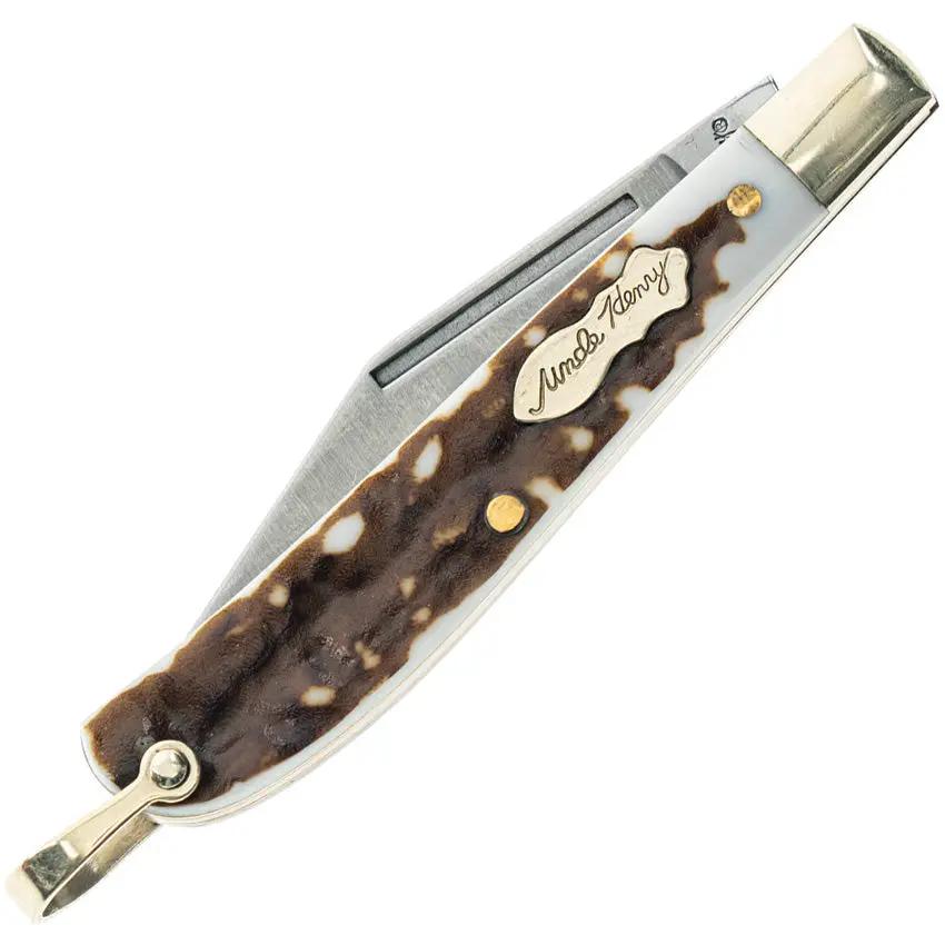 Schrade Roadie Uncle Henry Staglon Clip Blade Field Knife - Everyday Carry 3 Inch Closed Satin Blade by Schrade