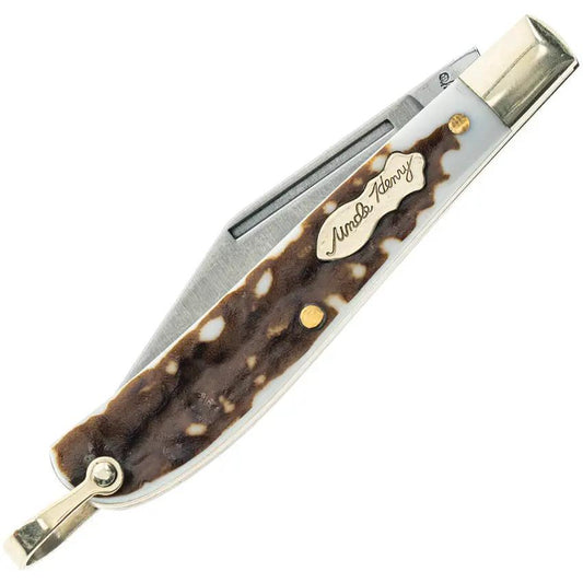 Schrade Roadie Uncle Henry Staglon Clip Blade Field Knife - Everyday Carry 3 Inch Closed Satin Blade by Schrade