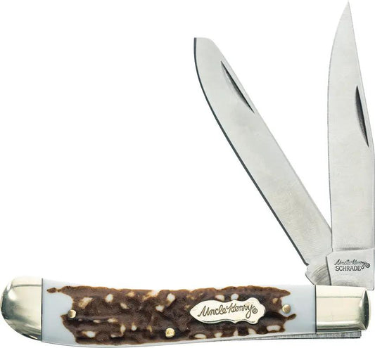 Schrade Pro Trapper Staglon Knife - Dual Satin Blades With 7Cr17MoV Stainless For Collectors And Outdoorsmen by Schrade