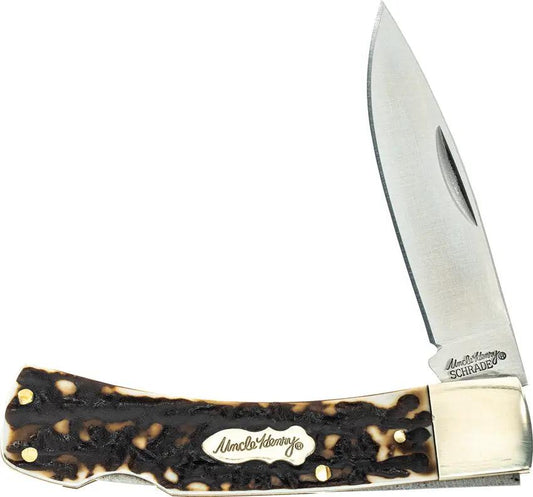 Schrade Bruin Lockback Knife Staglon Handle Premium Outdoorsman Utility With 7Cr17MoV Blade by Schrade