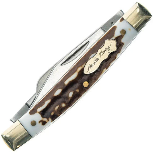 Schrade Junior Next Gen 3 Blade Pocket Knife - Staglon Handle, Satin Clip Blade, Sheepsfoot And Spey Blades Collectors by Schrade