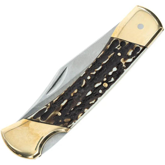 Schrade Uncle Henry Papa Bear Lockback Knife - 3.75 Inch Satin Blade With Staglon Handle For Outdoor Enthusiasts by Schrade