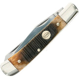 Schrade Generational Trapper Knife - 3 Inch Clip Point And Spey Blades In 1095HC Steel With Sawcut Brown Bone by Schrade