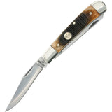 Schrade Generational Trapper Knife - 3 Inch Clip Point And Spey Blades In 1095HC Steel With Sawcut Brown Bone by Schrade