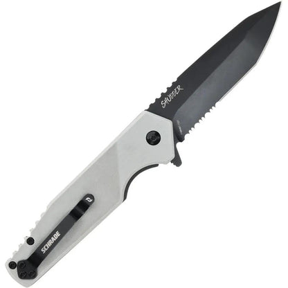 Schrade Shudder Linerlock Assisted Opening Folding Knife For EDC - Compact EDC Carry With AUS 10A Tanto Blade by Schrade