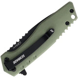 Schrade Artillery Linerlock Knife - Green Aluminum Tactical Handle for EDC Enthusiasts by Schrade