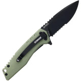 Schrade Artillery Linerlock Knife - Green Aluminum Tactical Handle for EDC Enthusiasts by Schrade
