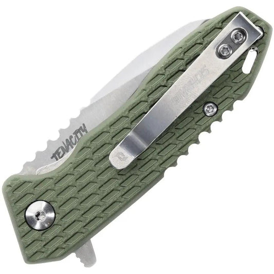 Schrade Tenacity Linerlock Knife With Durable Green Aluminum Handle And Satin AUS 10A Blade For Everyday Carry by Schrade