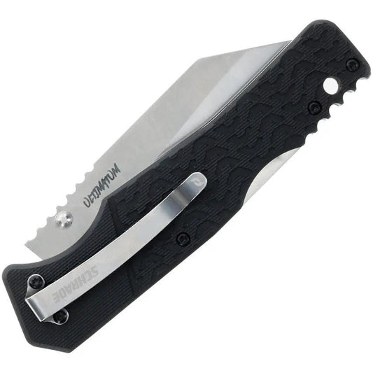 Schrade Ultimatum Lockback Knife - 3.5 Inch Satin AUS-8 Blade With Black G10 Handle For Premium EDC by Schrade