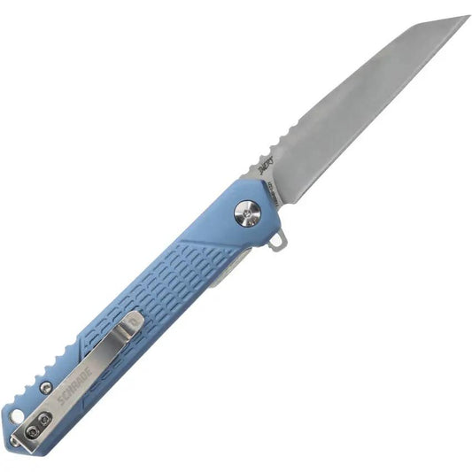 Schrade Premium Inert Linerlock Knife - 3.25in Satin AUS10A Blade, Blue Aluminum Handle, EDC Ready by Schrade
