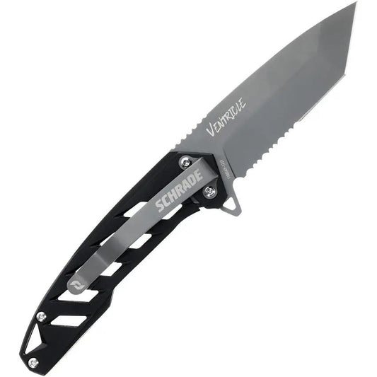 Schrade Ventricle Framelock Folding Knife - TiNi Coated AUS-10A Tanto Blade For EDC And Outdoor Tasks by Schrade