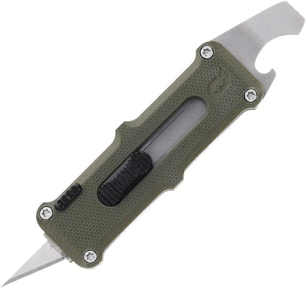 Schrade Journeyman Utility Knife 1159325 - Premium Green G10 Handle with Built-In Bottle Opener for EDC by Schrade