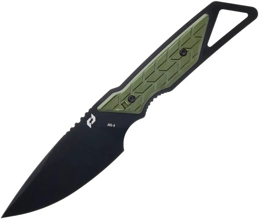 Schrade Outback Fixed Blade Knife - 9 Inch AUS 8 Steel With Green Rubber Handle And Extended Tang For Rugged Outdoorsmen by Schrade