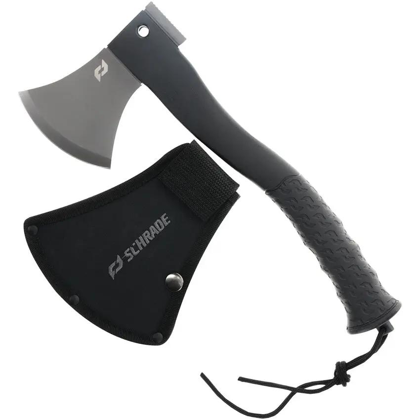 Schrade Bedrock Axe 12 Inch TiNi Coated 3Cr13 Head - Durable Camp Axe With Rubber Handle And Belt Sheath by Schrade