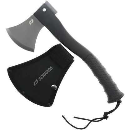 Schrade Bedrock Axe 12 Inch TiNi Coated 3Cr13 Head - Durable Camp Axe With Rubber Handle And Belt Sheath by Schrade