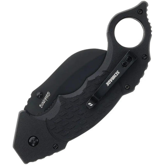 Schrade Boneyard Linerlock Karambit Knife - Compact 6 Inch Closed 3 Inch AUS-10A Blade Black G10 Handle by Schrade
