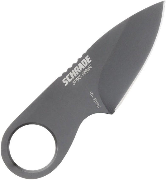 Schrade Spare Change Fixed Blade Knife - One Piece Construction Finger Ring 3.5 Inch AUS-10A TiNi Drop Point, EDC Ready