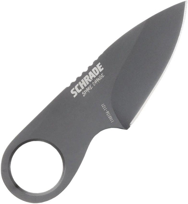 Schrade Spare Change Fixed Blade Knife - One Piece Construction Finger Ring 3.5 Inch AUS-10A TiNi Drop Point, EDC Ready
