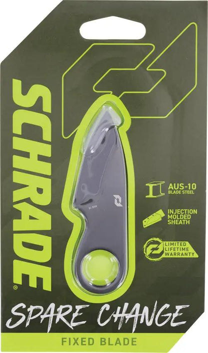 Schrade Spare Change Fixed Blade Knife - One Piece Construction Finger Ring 3.5 Inch AUS-10A TiNi Drop Point, EDC Ready by Schrade