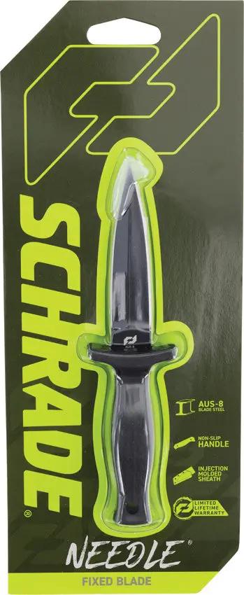 Schrade Needle Fixed Blade Knife - 3 Inch AUS 8 Dagger Blade Full Tang With Rubber Handle For Outdoor Enthusiasts by Schrade