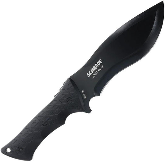 Schrade Little Ricky Fixed Blade Knife 8-Inch Black Oxide 65Mn Steel Full Tang - Rugged Outdoor Performance