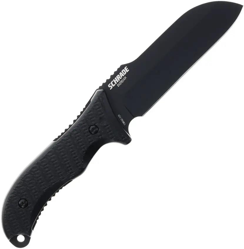 Schrade Bedrock Sheepsfoot Fixed Blade Knife AUS8 Stainless Steel 4.25 Inch Blade Rugged Outdoor - Field Utility by Schrade