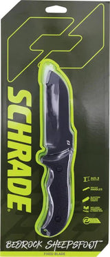 Schrade Bedrock Sheepsfoot Fixed Blade Knife AUS8 Stainless Steel 4.25 Inch Blade Rugged Outdoor - Field Utility by Schrade