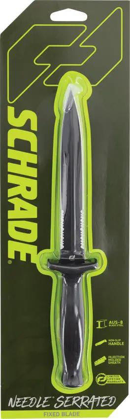 Schrade Needle Magnum Fixed Blade Knife - 6 Inch Partially Serrated AUS 8 Blade For Outdoor Survival by Schrade