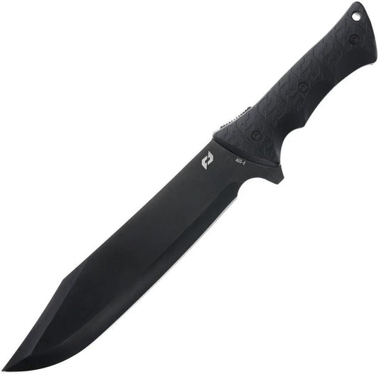 Schrade Leroy Fixed Blade Knife - 10 Inch AUS 8 Black Oxide Clip Point Full Tang Rugged Survival Knife