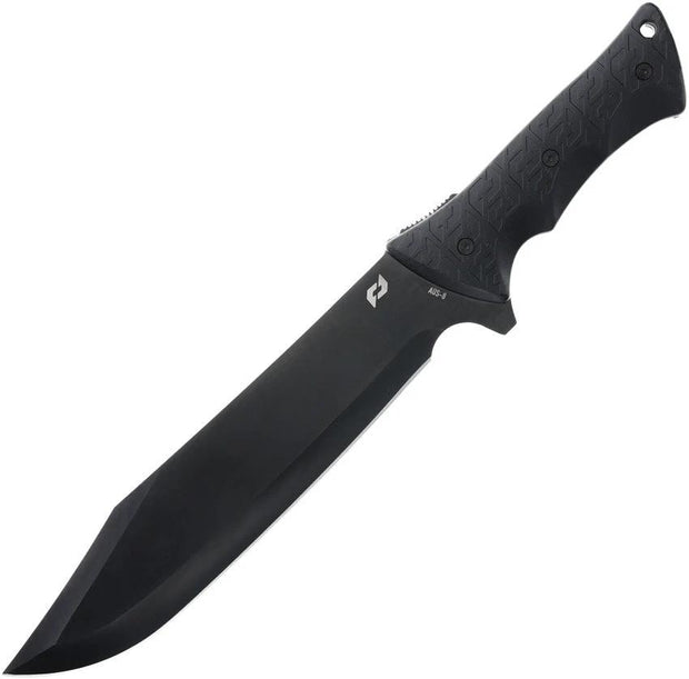 Schrade Leroy Fixed Blade Knife - 10 Inch AUS 8 Black Oxide Clip Point Full Tang Rugged Survival Knife