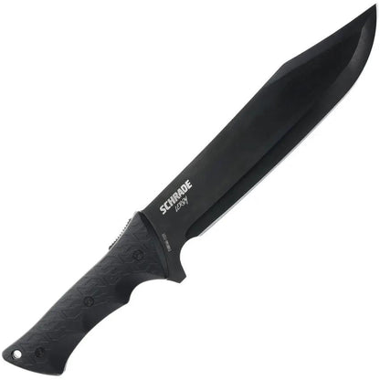 Schrade Leroy Fixed Blade Knife - 10 Inch AUS 8 Black Oxide Clip Point Full Tang Rugged Survival Knife by Schrade