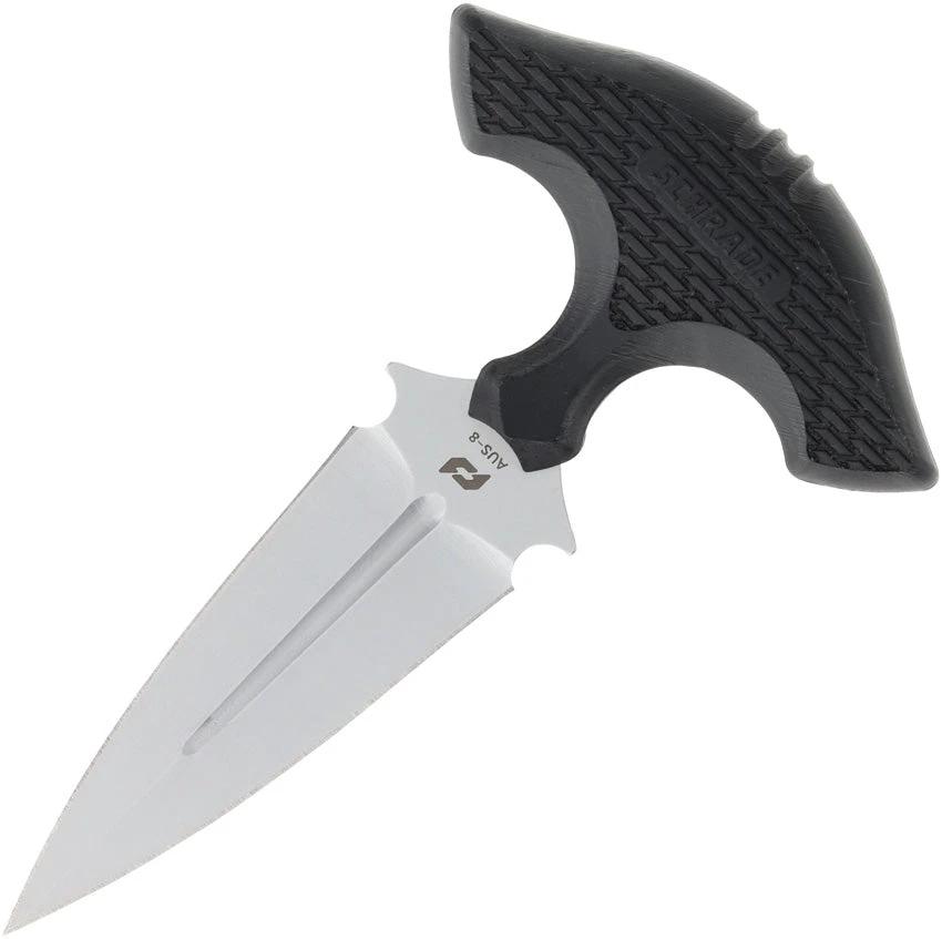 Schrade Moe Push Dagger 1182518 - Compact 3.5-Inch AUS-8 TiNi Blade With Black Handle