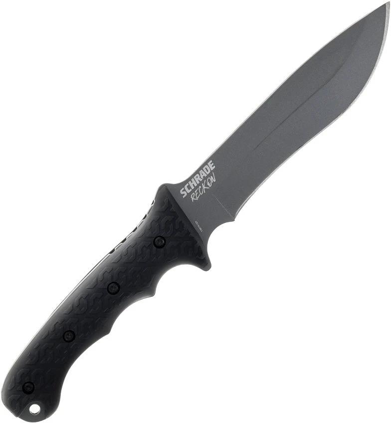 Schrade Reckon Fixed Blade Knife 12.25in Length With 6.5in AUS 8 Blade Ferro Rod Belt Sheath Outdoor Survivalists
