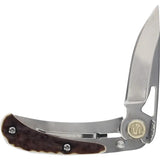 Schrade Uncle Henry Next Gen 3U Folding Knife - Compact EDC With 3-Inch Satin 7Cr17MoV Blade And Brown Staglon Handle by Schrade