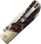 Schrade Uncle Henry Lockback Knife - Staglon Handle With 3.88in Closed Length And 7Cr17MoV Clip Point by Schrade