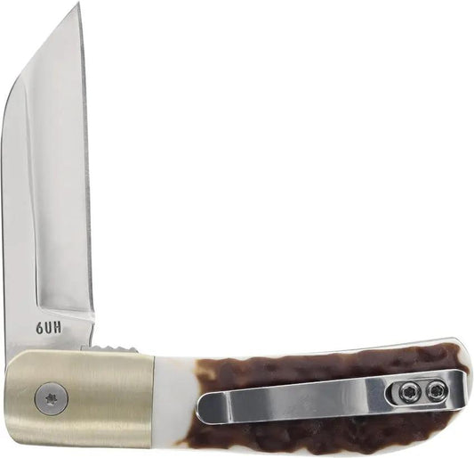 Schrade Uncle Henry Barlow Linerlock Knife - Assisted Opening Satin Wharncliffe Blade NextGen Staglon Handle EDC Ready by Schrade