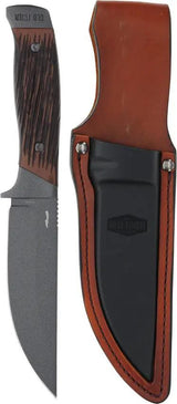 Schrade Frontier Fixed Blade Knife - Full Tang 5 Inch Gray Coated Blade With Leather Sheath for Outdoors by Schrade