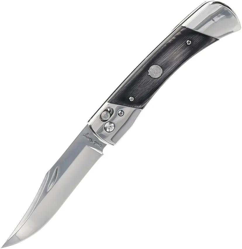 Schrade Bear Paw Pivot Lock Folding Knife - 3.75 Inch Mirror Finish Blade With Black Wood Handle for EDC by Schrade