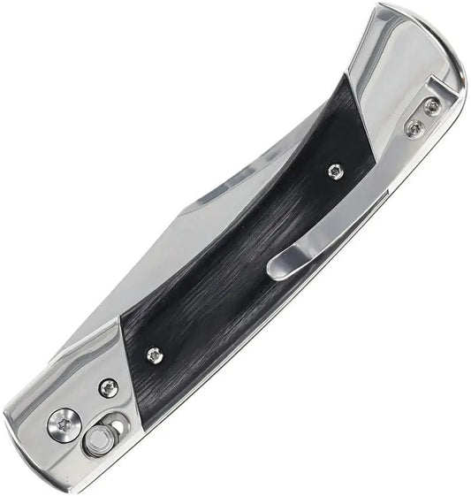 Schrade Bear Paw Pivot Lock Folding Knife - 3.75 Inch Mirror Finish Blade With Black Wood Handle for EDC by Schrade