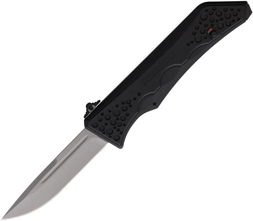 Schrade Out The Front OTF Knife - Assisted Opening 3.75in Stonewash Drop Point Blade, Black Nylon Handle by Schrade