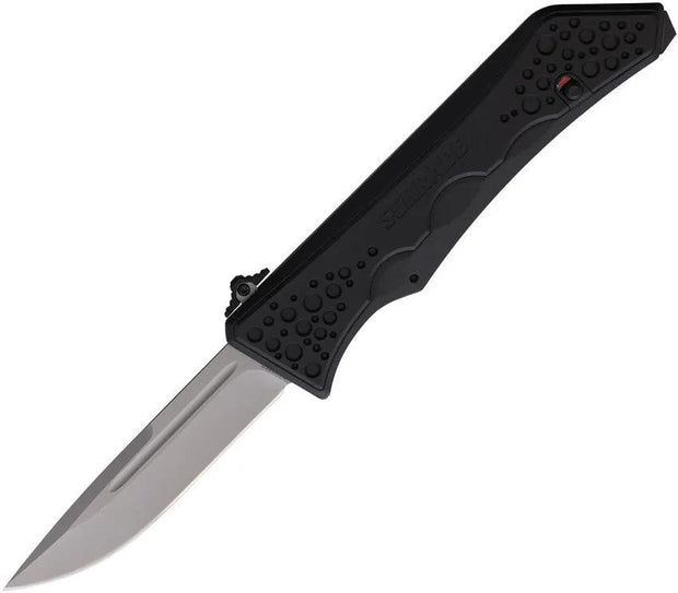 Schrade Out The Front OTF Knife - Assisted Opening 3.75in Stonewash Drop Point Blade, Black Nylon Handle by Schrade