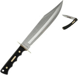 Schrade 15 Inch Bowie Knife Folder Combo Satin Blade 7Cr17MoV Delrin Handles - Outdoor Utility For Camp Tasks by Schrade