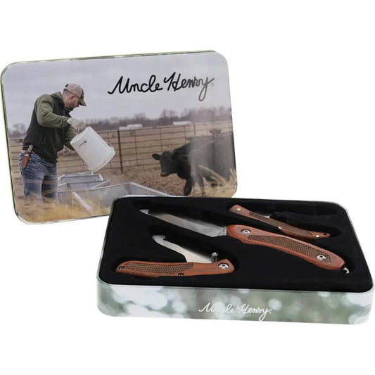 Schrade Uncle Henry Knife Set With Fixed Blade And Two Folders - Compact Versatile Outdoor Knife Kit For Campers by Schrade