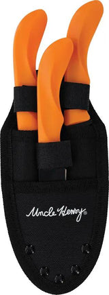 Schrade Uncle Henry 3 Piece Fixed Blade Knife Set For Hunters With Orange Handles - High Visibility Stainless Blades by Schrade