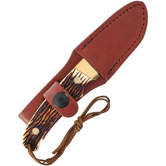 Schrade Pro Hunter Mini PH2NCP Fixed Blade Knife For Hunters And Campers - Compact 2.75In Satin Blade Full Tang Staglon by Schrade