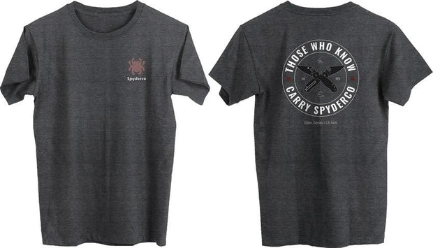 Spyderco Those Who Know Carry Spyderco T Shirt 2XL Heather Gray Cotton For Knife Enthusiasts by Spyderco